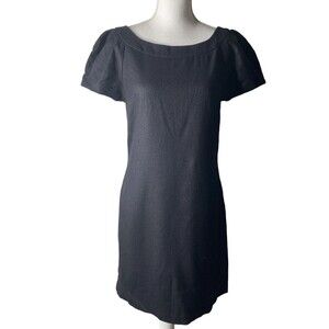 Graham & Spencer Wool Silk dress Black SZ Small Short Puff Sleeve Knee Length